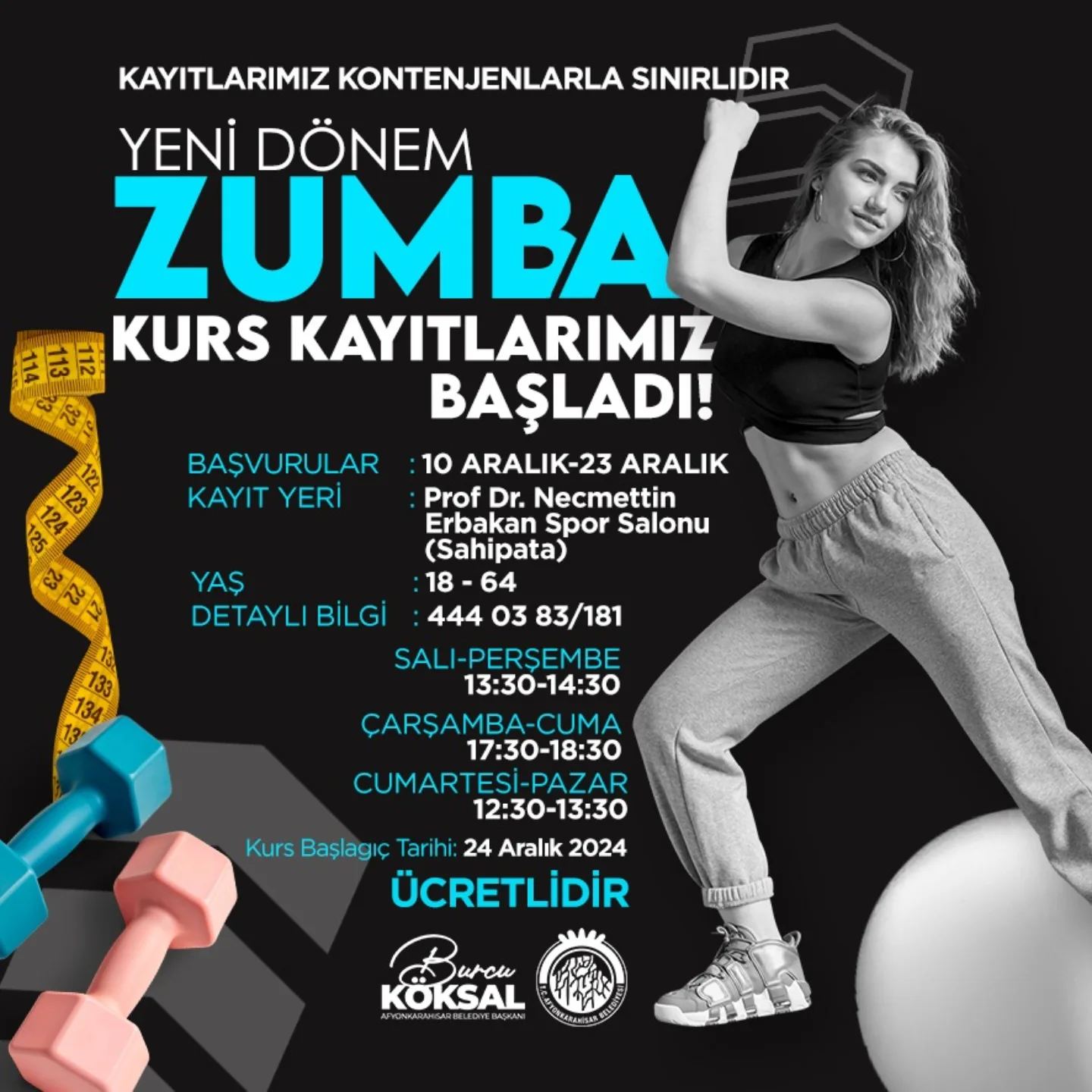 Afyonkarahisar Belediyesi'nden zumba kursu: Dans ve sporla sağlıklı yaşam fırsatı!