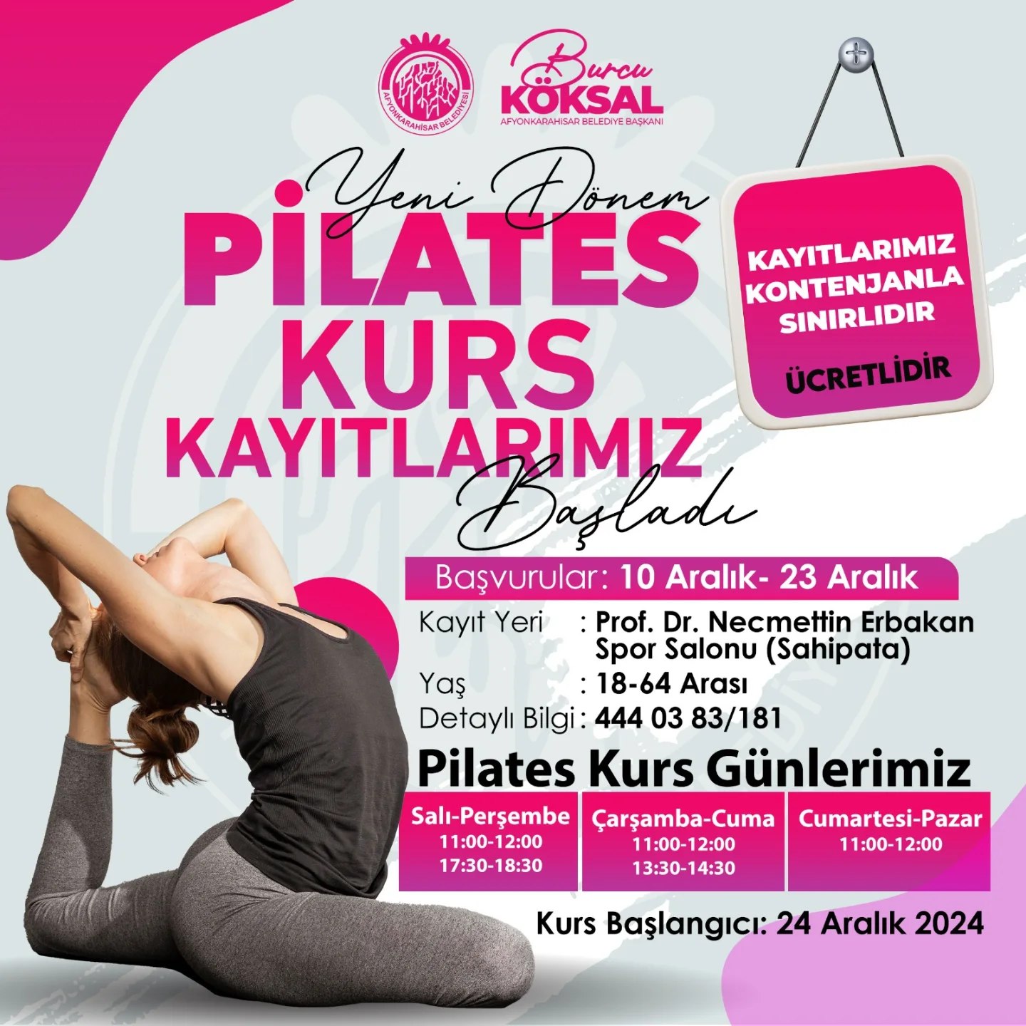 Afyonkarahisar Belediyesi'nden yeni dönem pilates kursu!