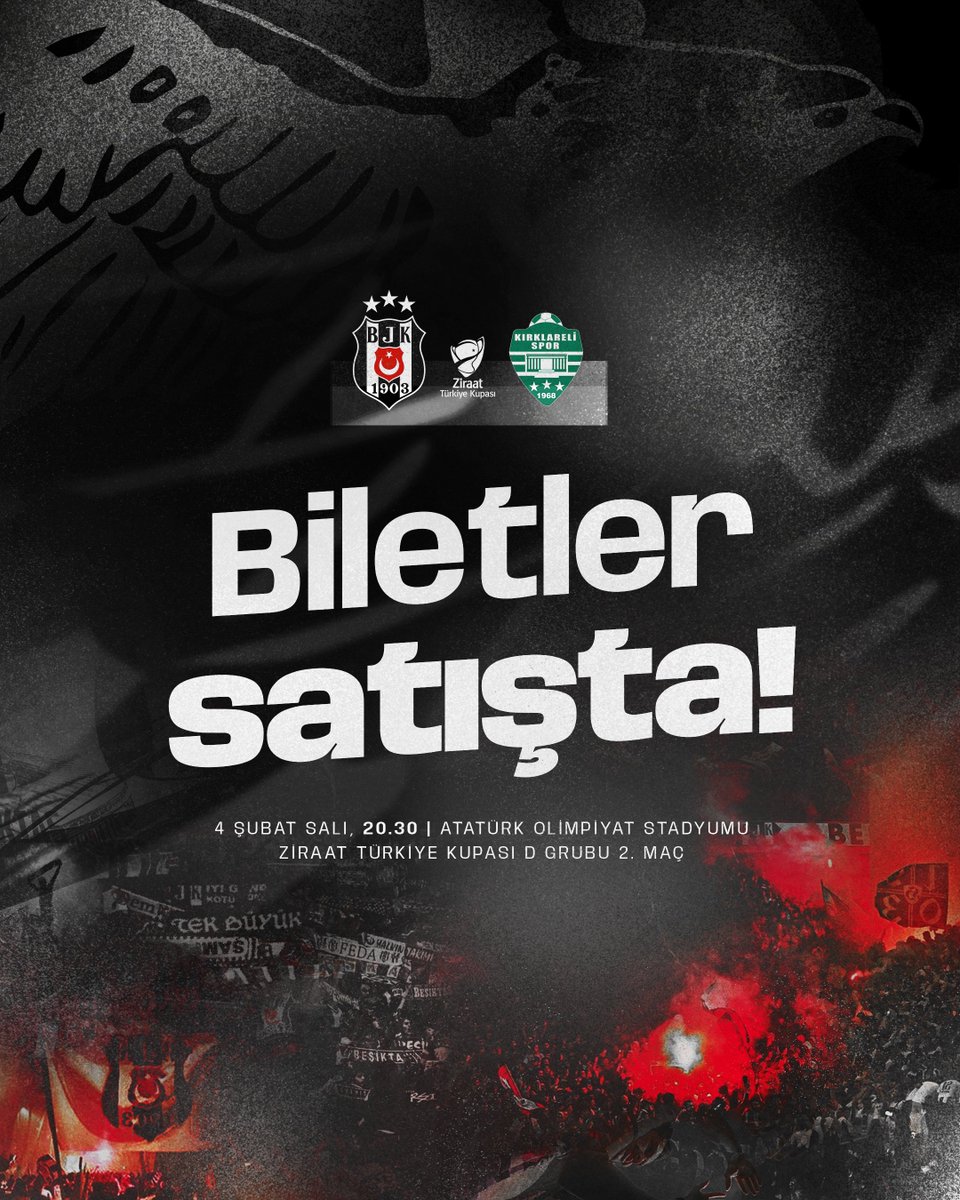 Beşiktaş - Kırklarelispor Maçı Biletleri Satışta