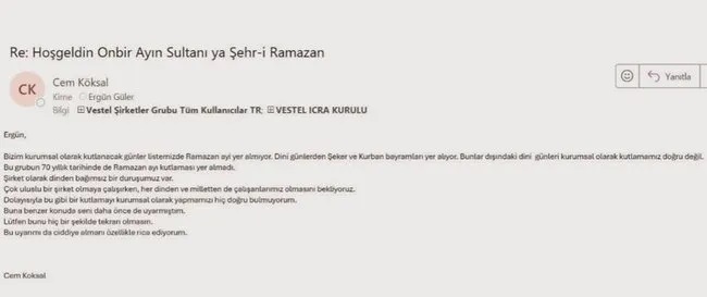 Zorlu Holding CEO’su Cem Köksal’ın Ramazan Tebriği Tepkisi Krize Neden Oldu