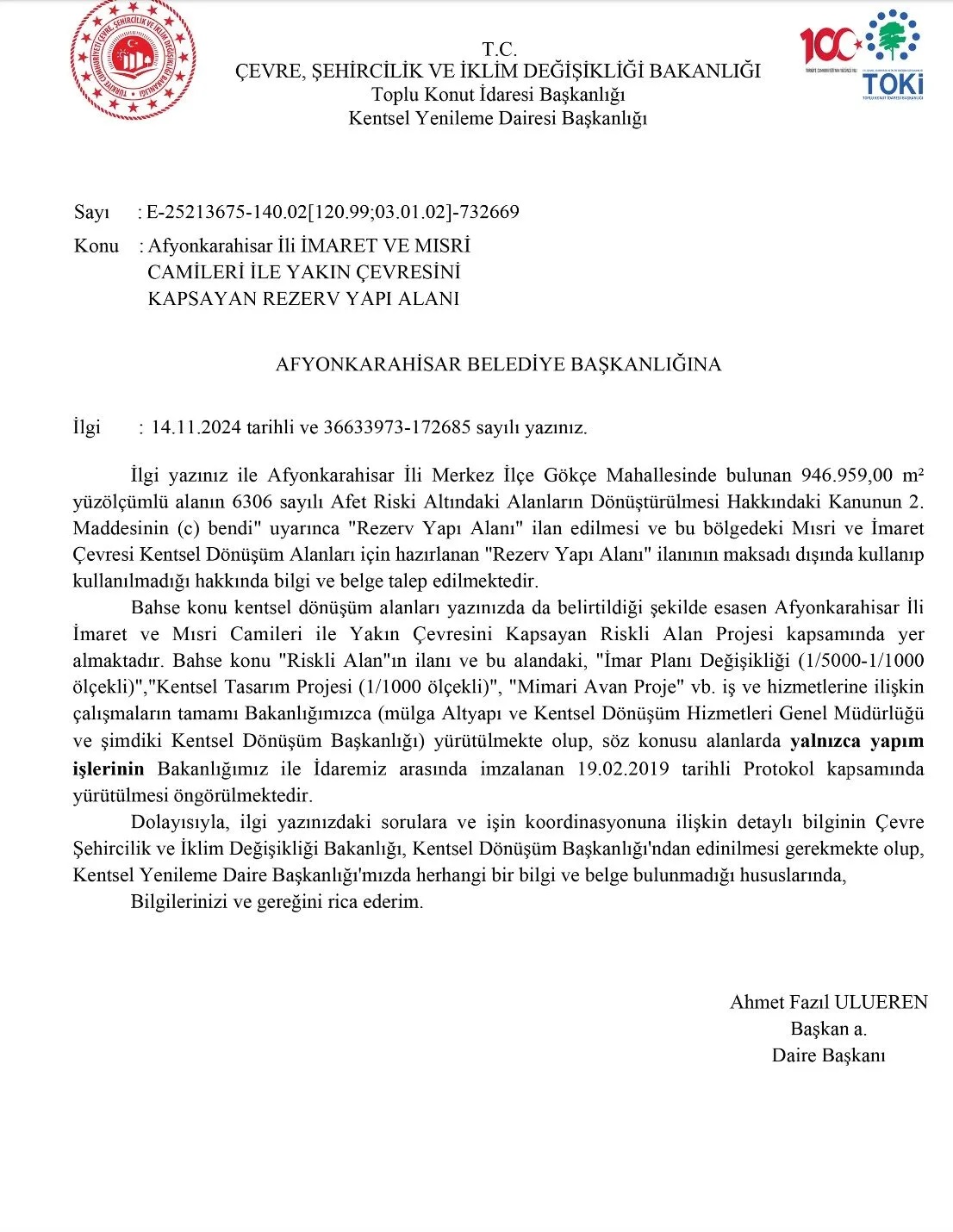 Afyon Belediyesi'nden kentsel dönüşüm açıklaması: Bakanlık tüm işlemleri durdurdu!