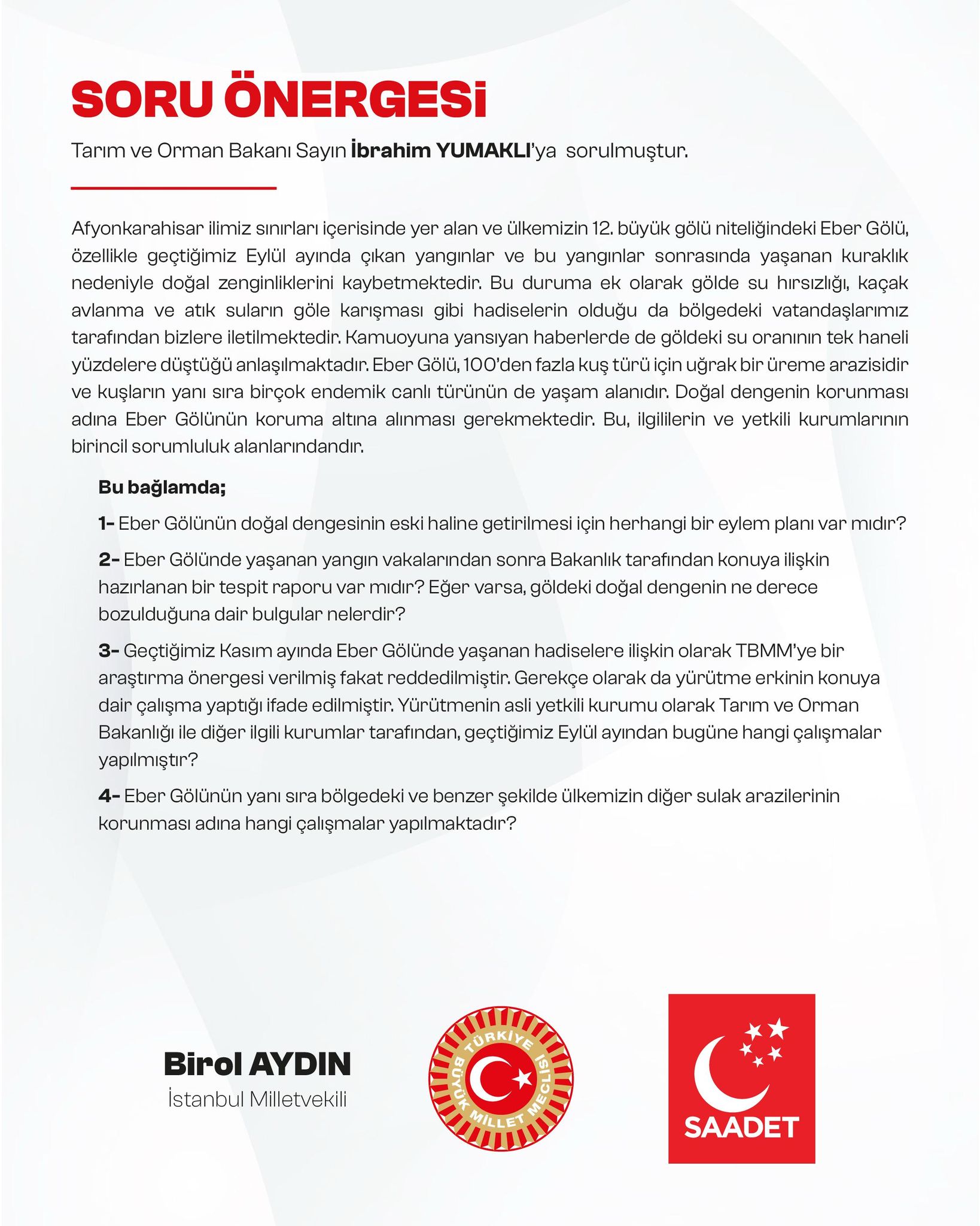 Eber Gölü için eylem planı var mı?