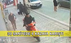 30 saniyede 4 kazaya karıştı!