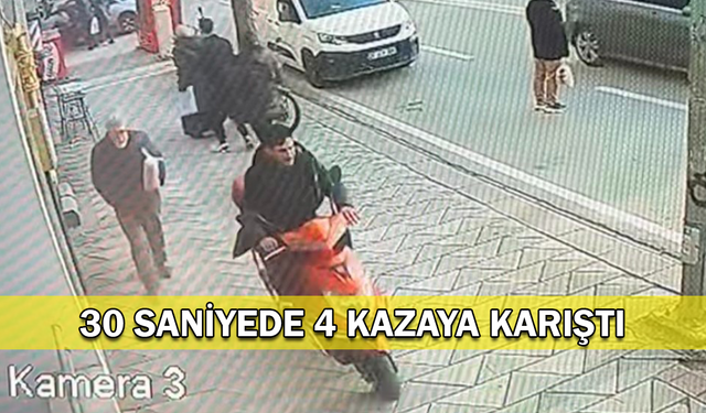 30 saniyede 4 kazaya karıştı!